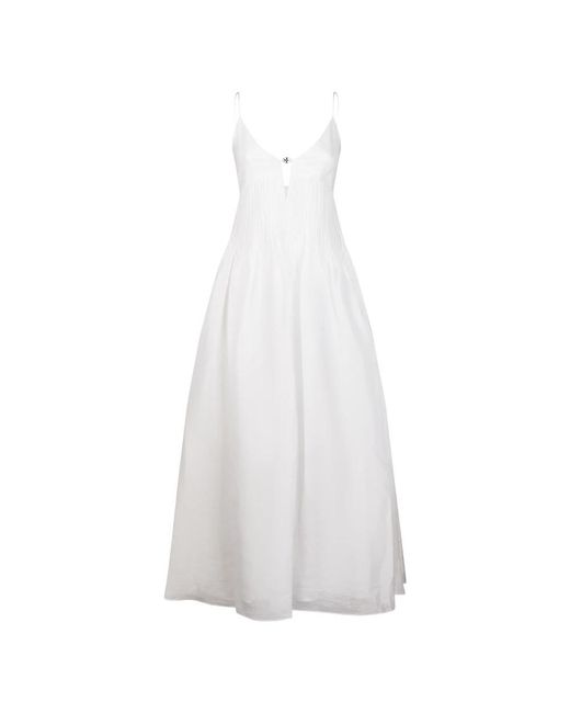 Tory Burch Kleedjes ,Wit ,Linnen Linnen Jurk Met Taille in het White