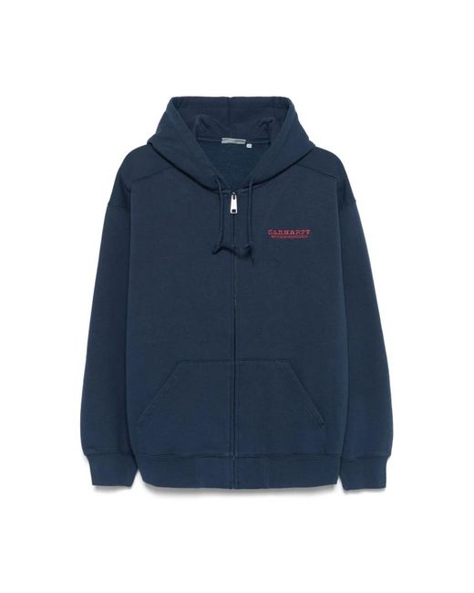 Carhartt Hoodies & Sweatvesten ,Blauw ,Katoen Blauwe Sweater Met Rits En Logo in het Blue voor heren