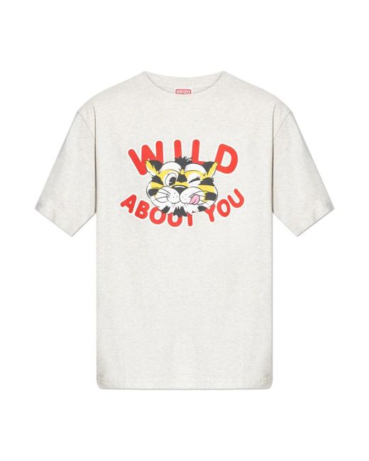KENZO Tops ,Katoen Cotton T-Shirt in het White voor heren
