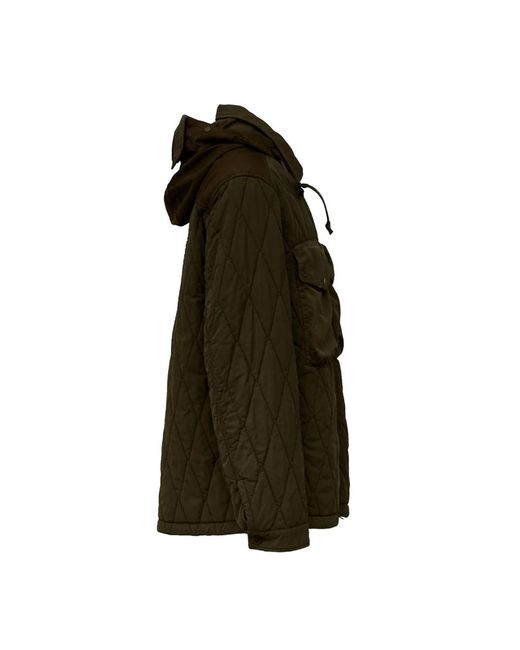 C P Company Green Gd Liner Mixed Goggle Jacket With Quilted Diamond Pattern for men