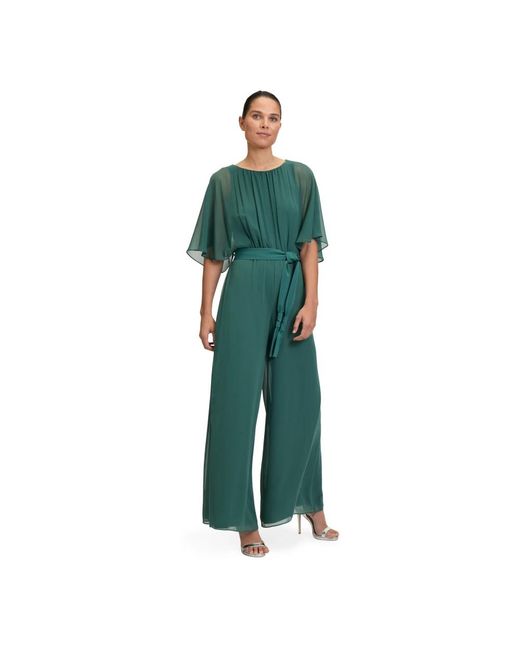 Vera Mont Jumpsuits & Playsuits ,Groen ,Chiffon Elegante Chiffon Jumpsuit Met Riem in het Green