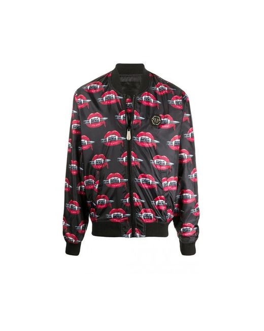Philipp Plein Nylon-Aviatorjacke Mit Vampirmund in Red für Herren