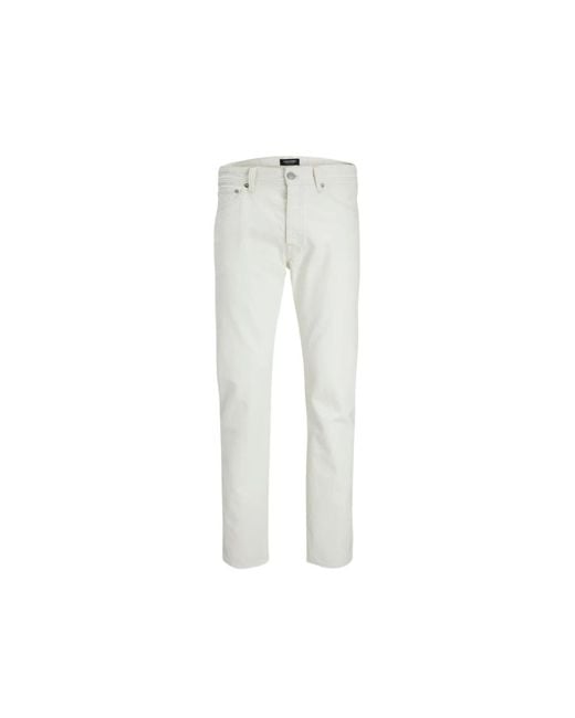 Jack & Jones White Slim-Fit Trousers for men
