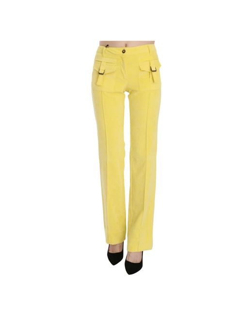 Just Cavalli Yellow Straight Trousers