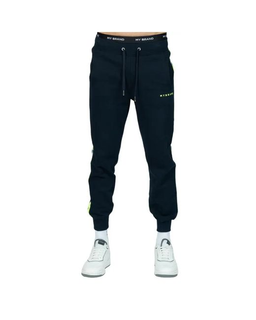 My Brand Broeken ,Blauw ,Blauwe Contrasterende Taping Jogger Broek in het Blue voor heren