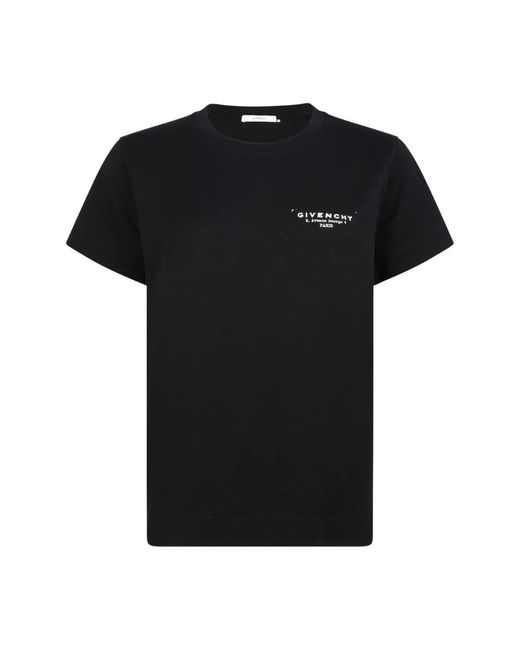 Givenchy Tops ,Zwart ,Katoen Zwart Logo Print T-Shirt in het Black