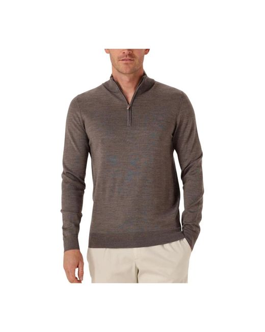 Profuomo Truien & Vesten ,Bruin ,Wol Pullover Half Zip Merino in het Brown voor heren