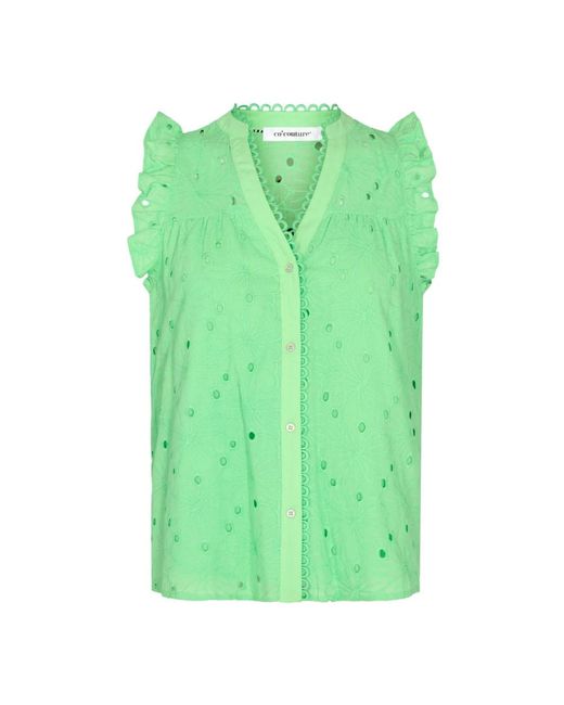 co'couture Green Sleeveless Tops