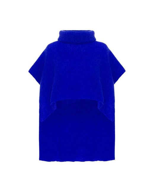 American Dreams Jassen ,Blauw ,Wol Elektrisch Blauwe Mouwloze Poncho in het Blue