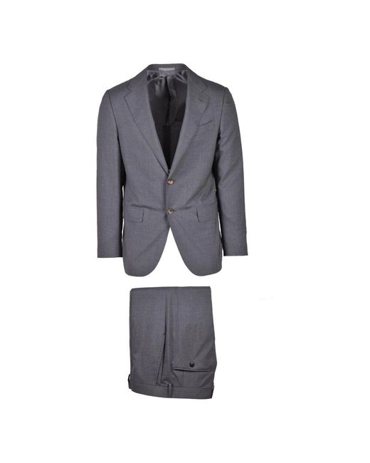 Caruso Gray Single Breasted Suits for men