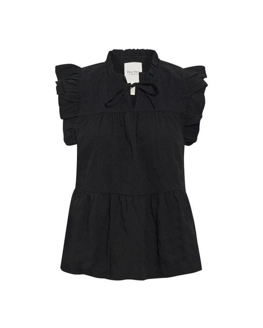 Part Two Zwarte Blouse Met Ruches Mouwen in het Black