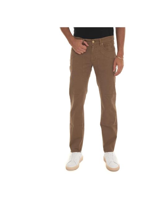 Jeckerson Brown Slim-Fit Trousers for men