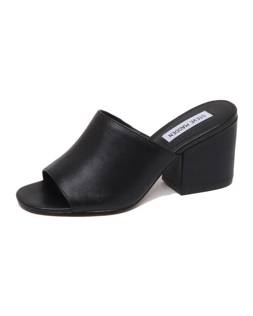 Steve Madden Black Heeled Mules