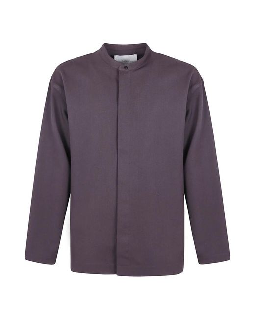 Studio Nicholson Overhemden ,Paars ,Opa Kraag Shirt in het Purple voor heren