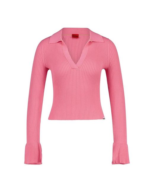V-neck knitwear Boss de color Pink