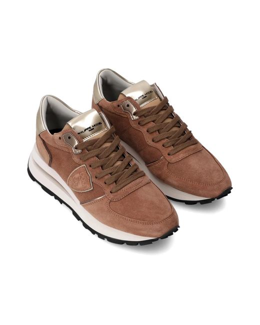 Philippe Model Schoenen ,Bruin ,Suède Sneakers Tropez Haute Running in het Brown