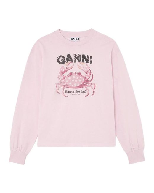 Ganni Pink Long Sleeve T-Shirts