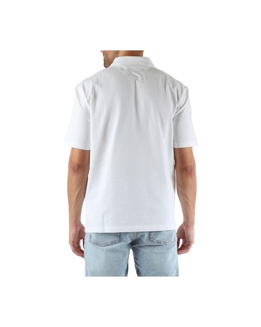 Calvin Klein Stretch-baumwoll-polo mit frontlogo-patch in White für Herren