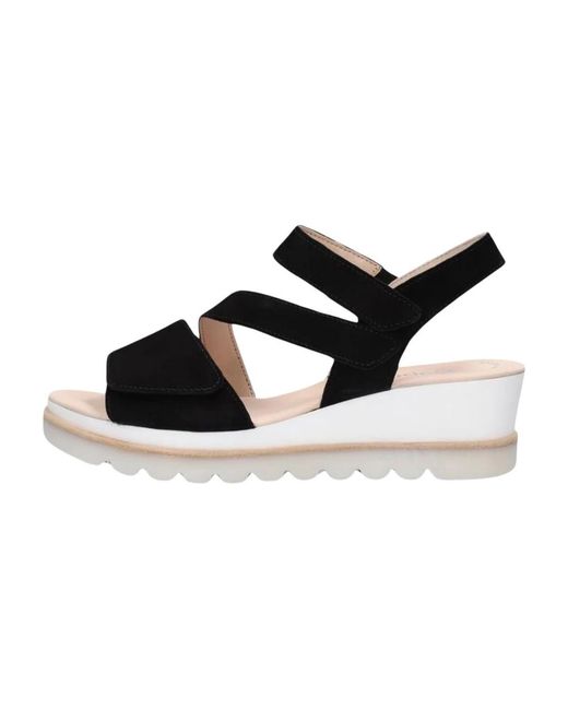 Gabor Schoenen ,Zwart ,Suède Elegante Zwarte Suède Sandaal in het Black