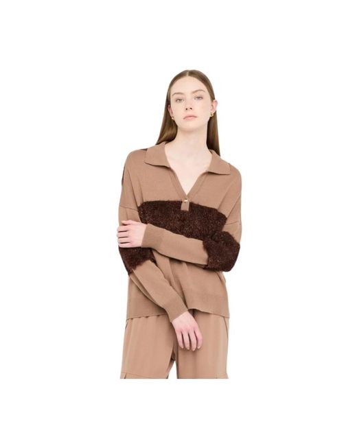Liu Jo Brown V-Neck Knitwear