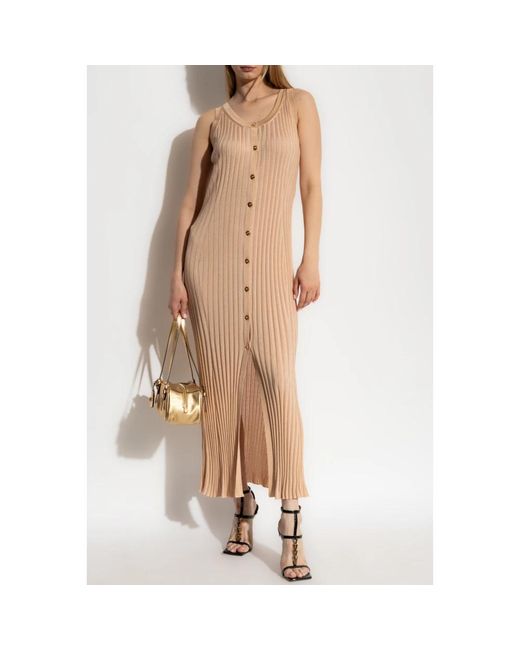 Versace Natural Geripptes Ärmelloses Kleid