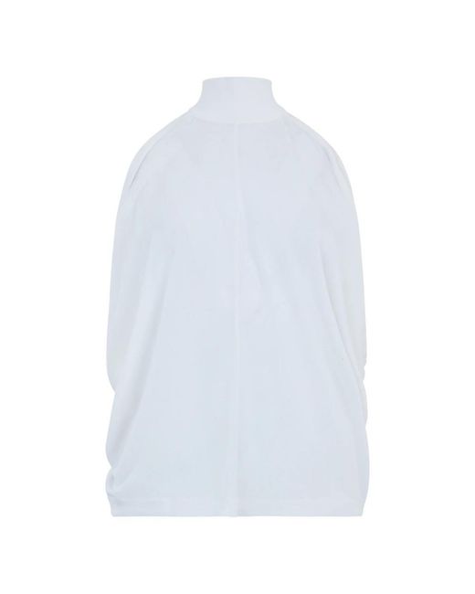Alberta Ferretti Tops ,Wit ,Polyester Mouwloze Top Met Hoge Kraag in het White