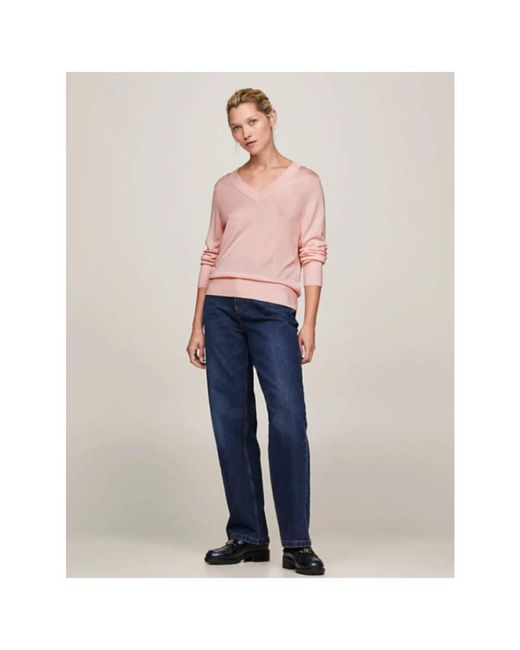 Tommy Hilfiger Pink V-Neck Knitwear