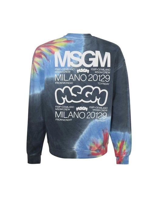 MSGM Bedruckter Baumwollpullover in Blue für Herren