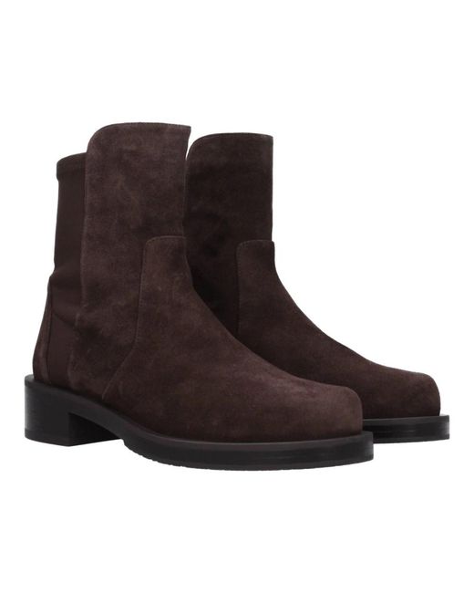 Stuart Weitzman Bruine Leren Enkellaarzen in het Brown