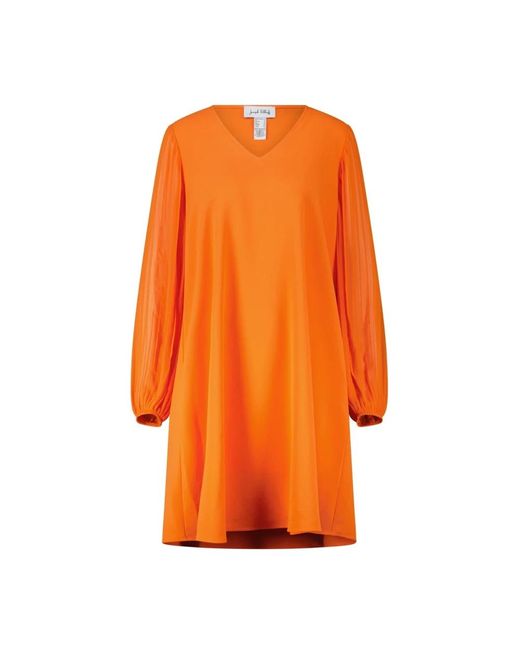 Joseph Ribkoff Orange Midi-kleid mit plissee-ärmeln