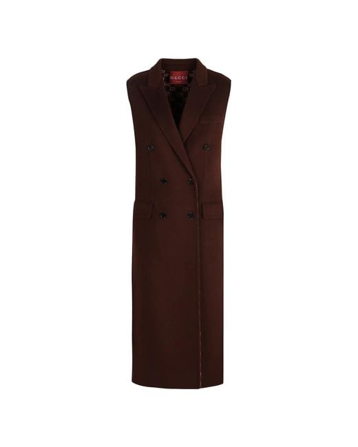Double-Breasted Coats Gucci de color Brown