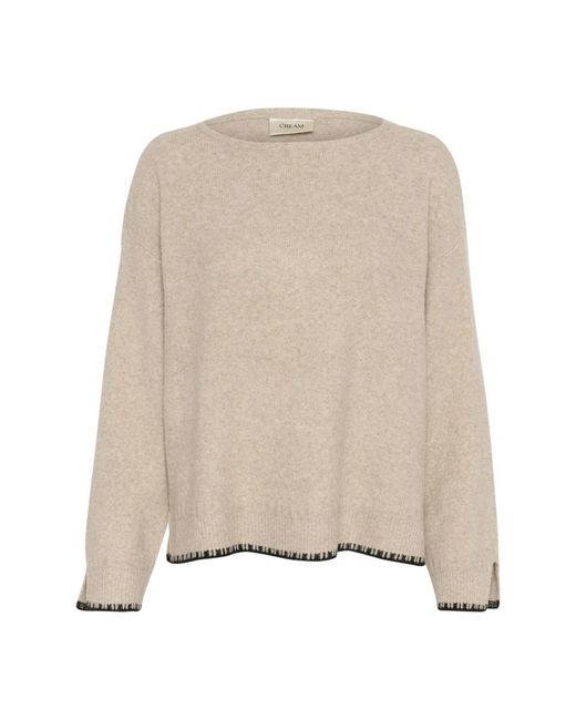 Cream Natural Round-Neck Knitwear