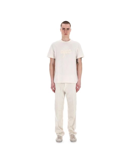 A.P.C. Tops ,Katoen Crème T-Shirt Lenny in het White voor heren