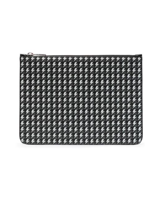Pochette con zip bianco nero di Neil Barrett in Black da Uomo