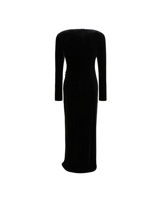 Self-Portrait Kleedjes ,Zwart ,Polyester Zwarte Versierde Midi Jurk Aw 25 in het Black