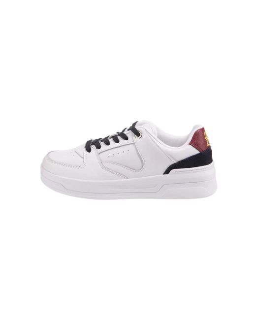 Zapatilla canasta de cuero Tommy Hilfiger de color White