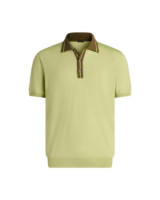 Kiton Tops ,Groen ,Katoen Puur Katoenen Poloshirt Met Contrasterende Kraag in het Green voor heren