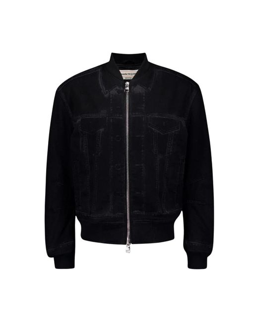 McQueen Illusion Print Bomber Jacket in het Blue voor heren