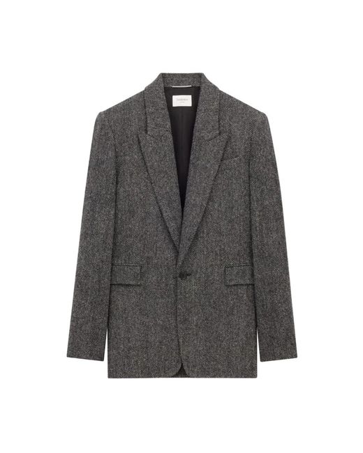Saint Laurent Brushed Herringbone Wool Jacket in het Gray voor heren