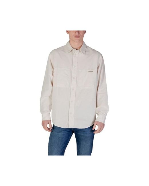 Calvin Klein Baumwoll Chambray Hemd in Gray für Herren