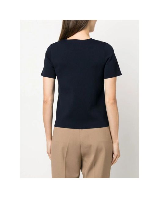 P.A.R.O.S.H. Tops ,Blauw ,Gebreid T-Shirt Met Ronde Hals in het Blue