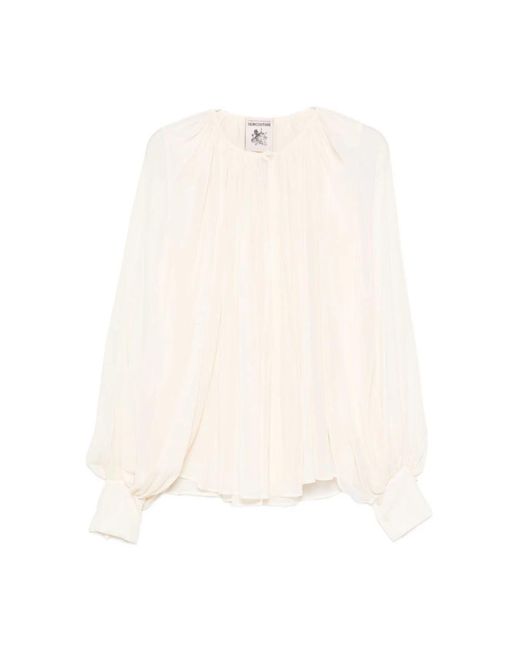 Semicouture Overhemden ,Wit ,Blouse Met Geplooide Details in het White