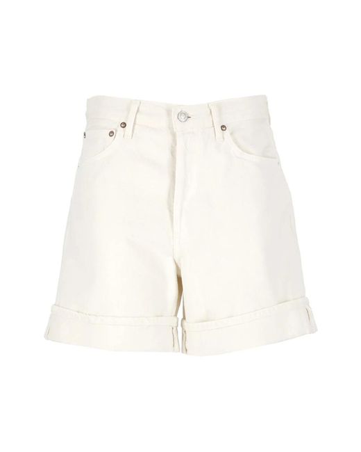 Agolde White Denim Shorts