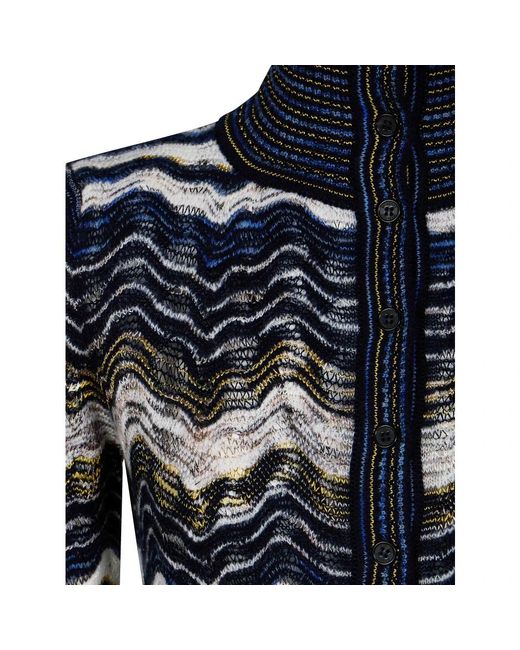 Missoni Blue High-Neck Long-Sleeve Sweater