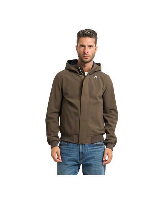 K-Way Jassen ,Bruin ,Nylon Bruine Waterdichte Winddichte Korte Jas in het Brown voor heren