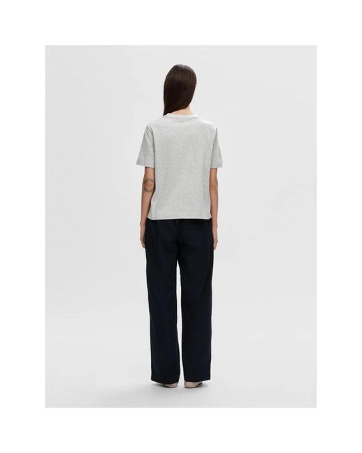 SELECTED Essential Ss Boxy Tee in het Gray