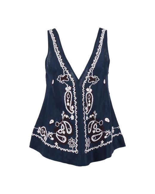 P.A.R.O.S.H. Blusa C/Ricamo in het Blue