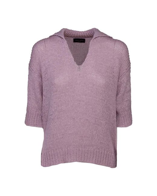 Roberto Collina Purple V-Neck Knitwear