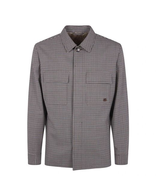 Etro Jassen ,Veelkleurig ,Pockets Shirt Jacket in het Gray voor heren