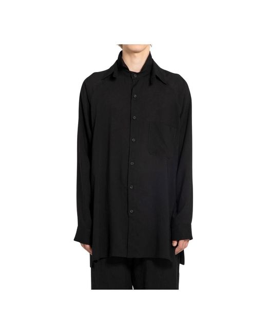 Yohji Yamamoto Schwarzes drapiertes lawn hemd in Black für Herren